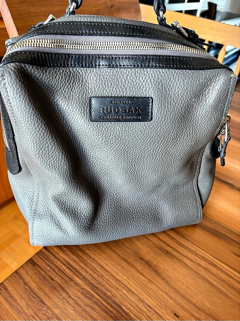 RUDSAK Leather Convertible Backpack in Gray & Black